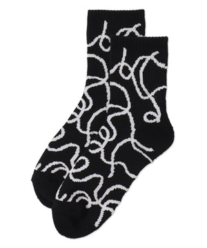 ニュアンスリブ底パイルクルーソックス(23-25cm)