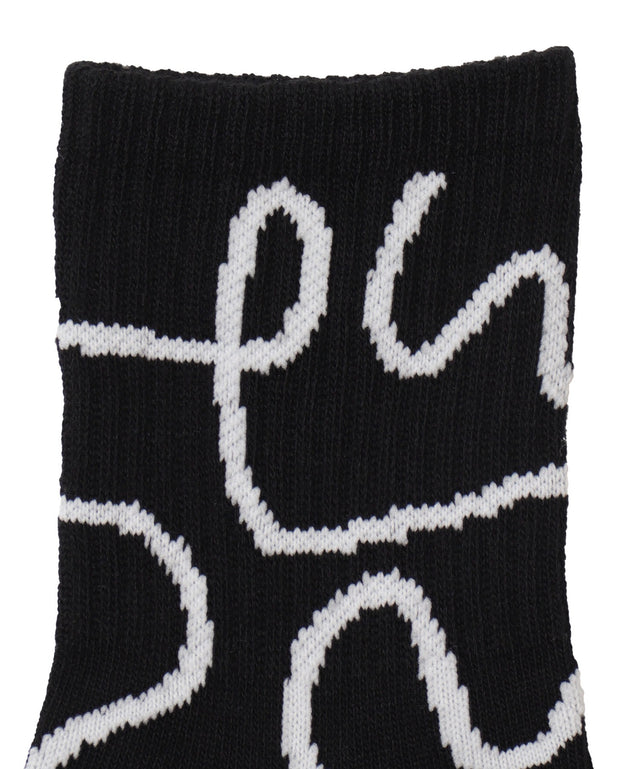 ニュアンスリブ底パイルクルーソックス(23-25cm)