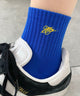 カラーロゴ刺繍アンクルパイルソックス(23-25cm)/ブルー