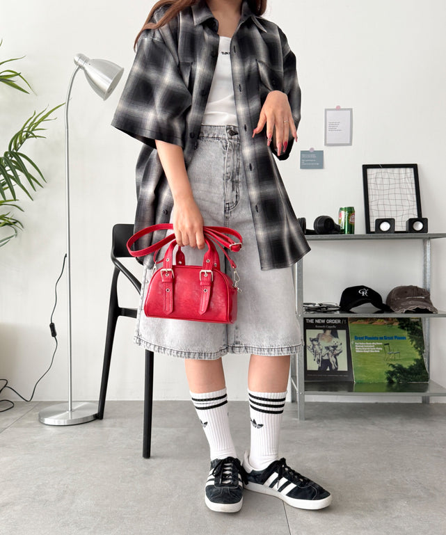 ハトメハンドルミニボストンショルダー