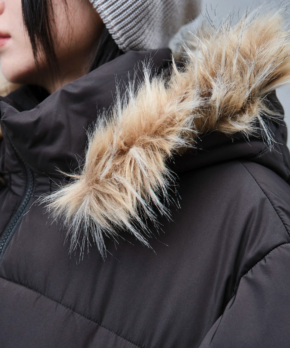 2WAYファーフードショートパファーブルゾン