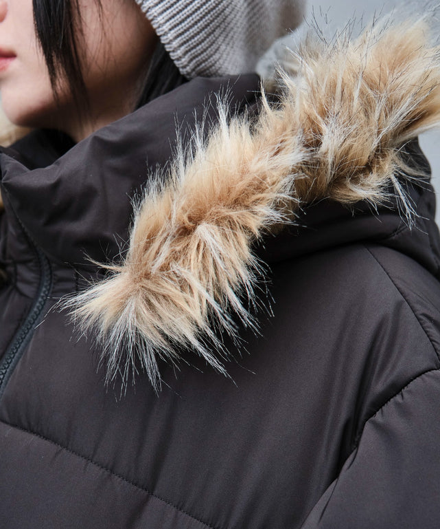 2WAYファーフードショートパファーブルゾン