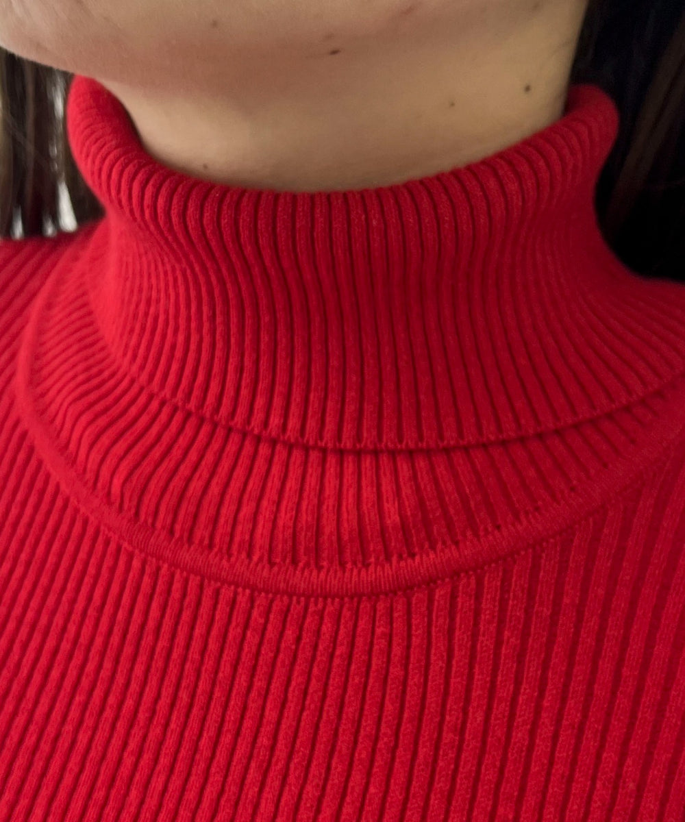 リブタートルニット