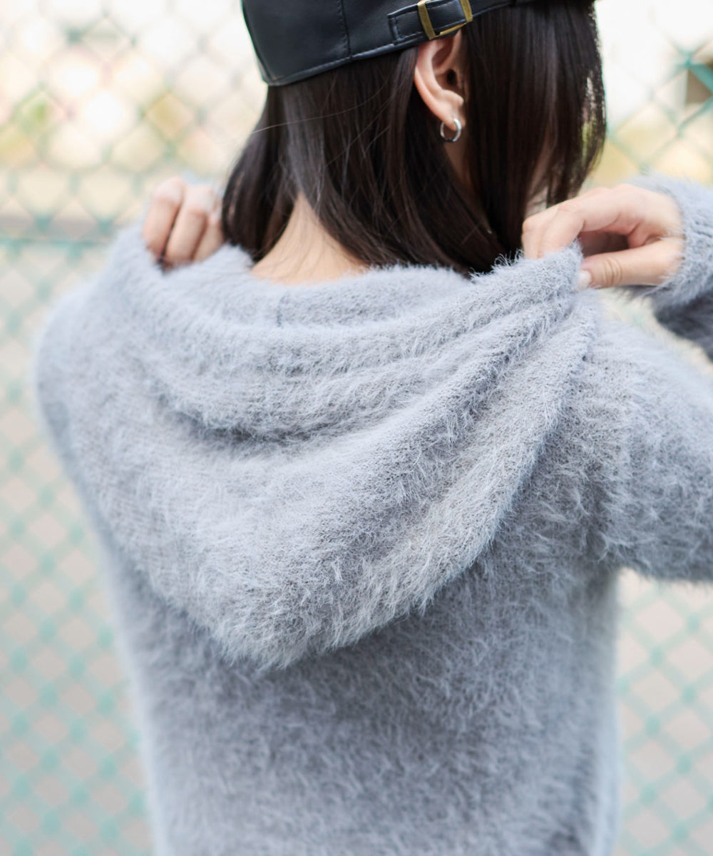 シャギーニットジップパーカー