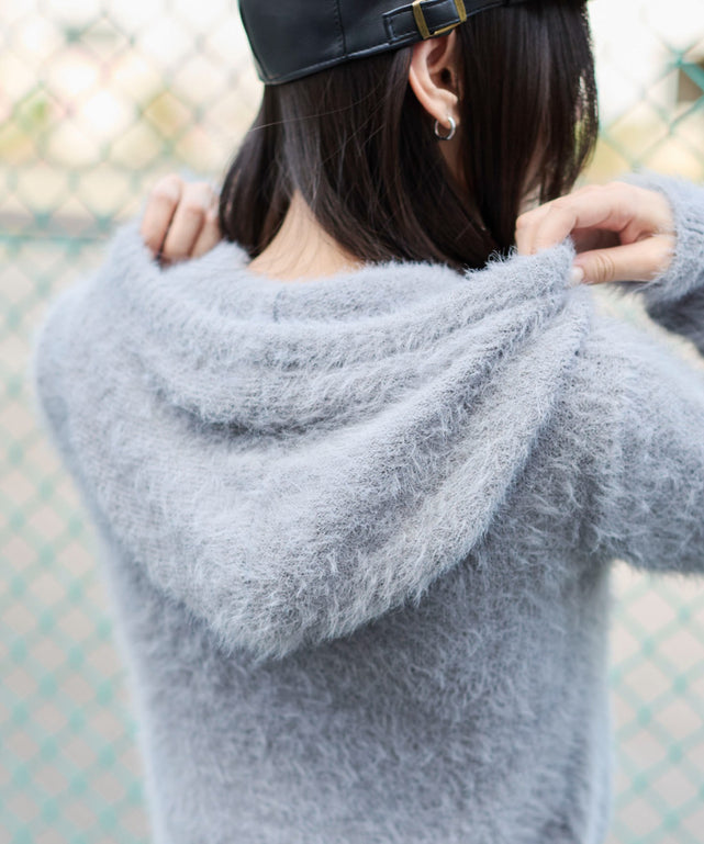 シャギーニットジップパーカー