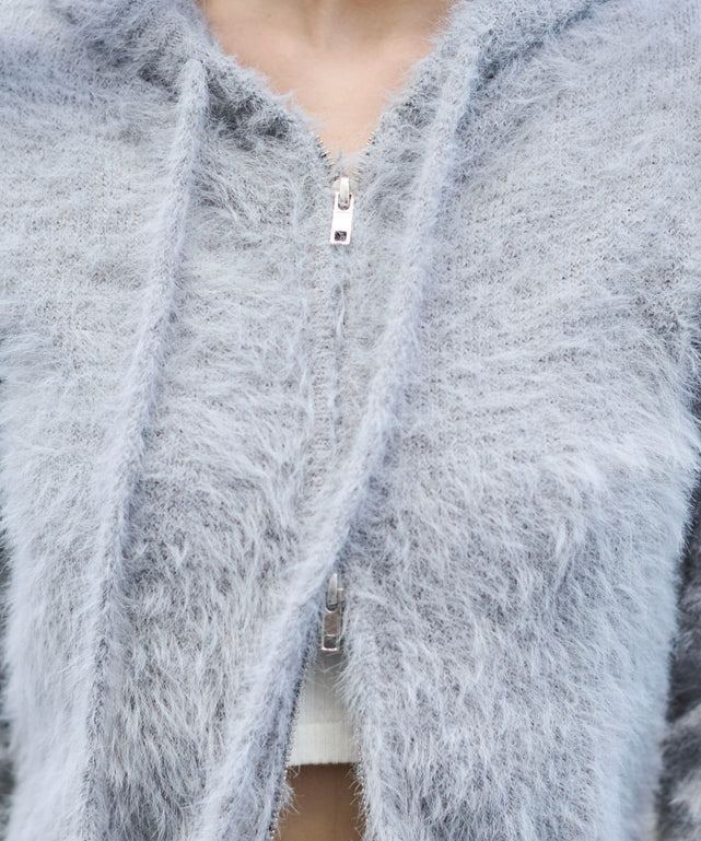 シャギーニットジップパーカー