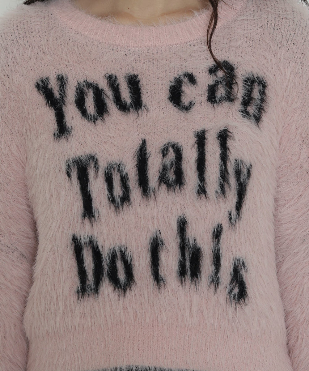 ロゴシャギーショートニット