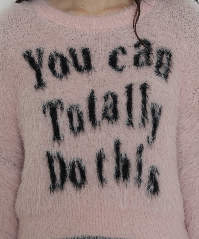 ロゴシャギーショートニット