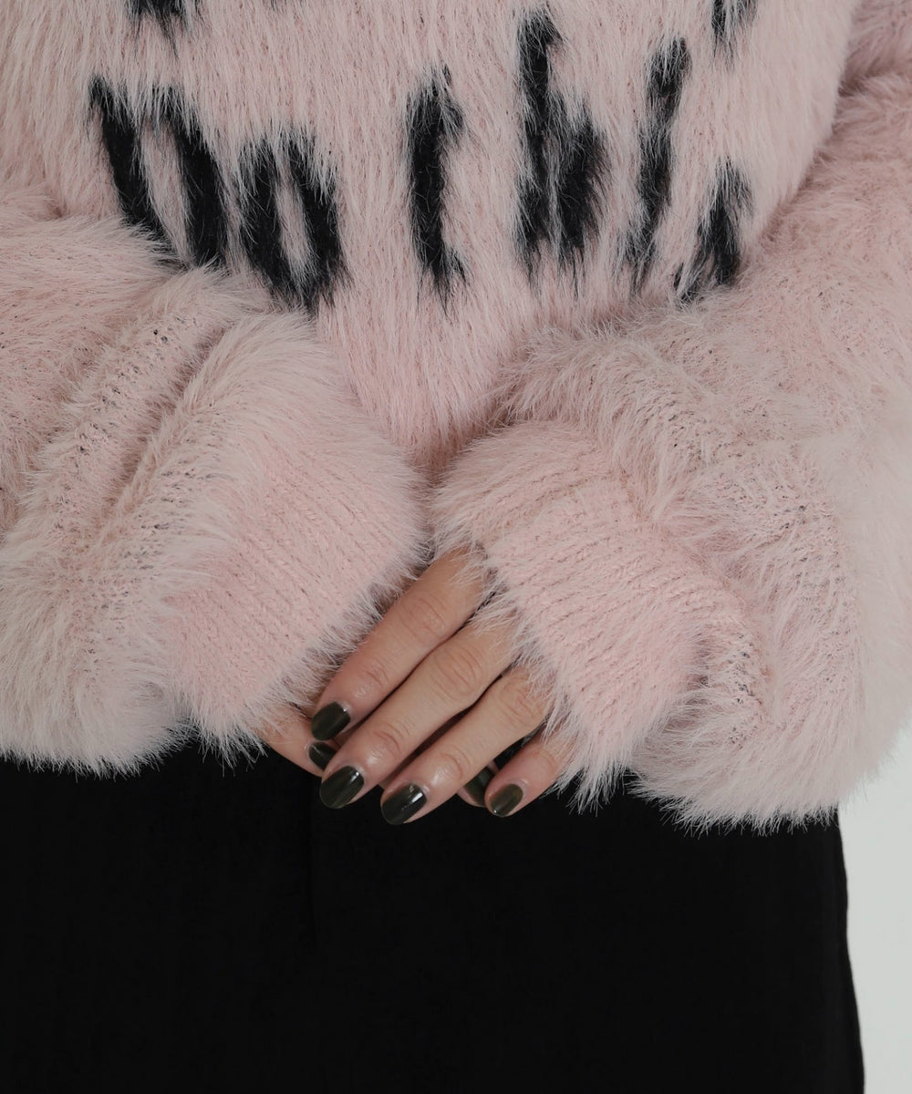 ロゴシャギーショートニット