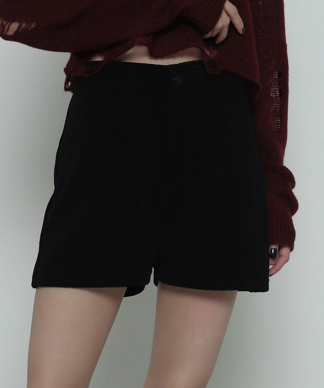 ジャガードハイウエストタイトショートパンツ/ブラック　モデル：161cm F着用