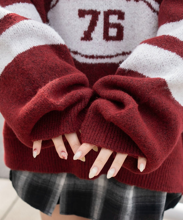 フラッフィーVネックニットBIGプルオーバー