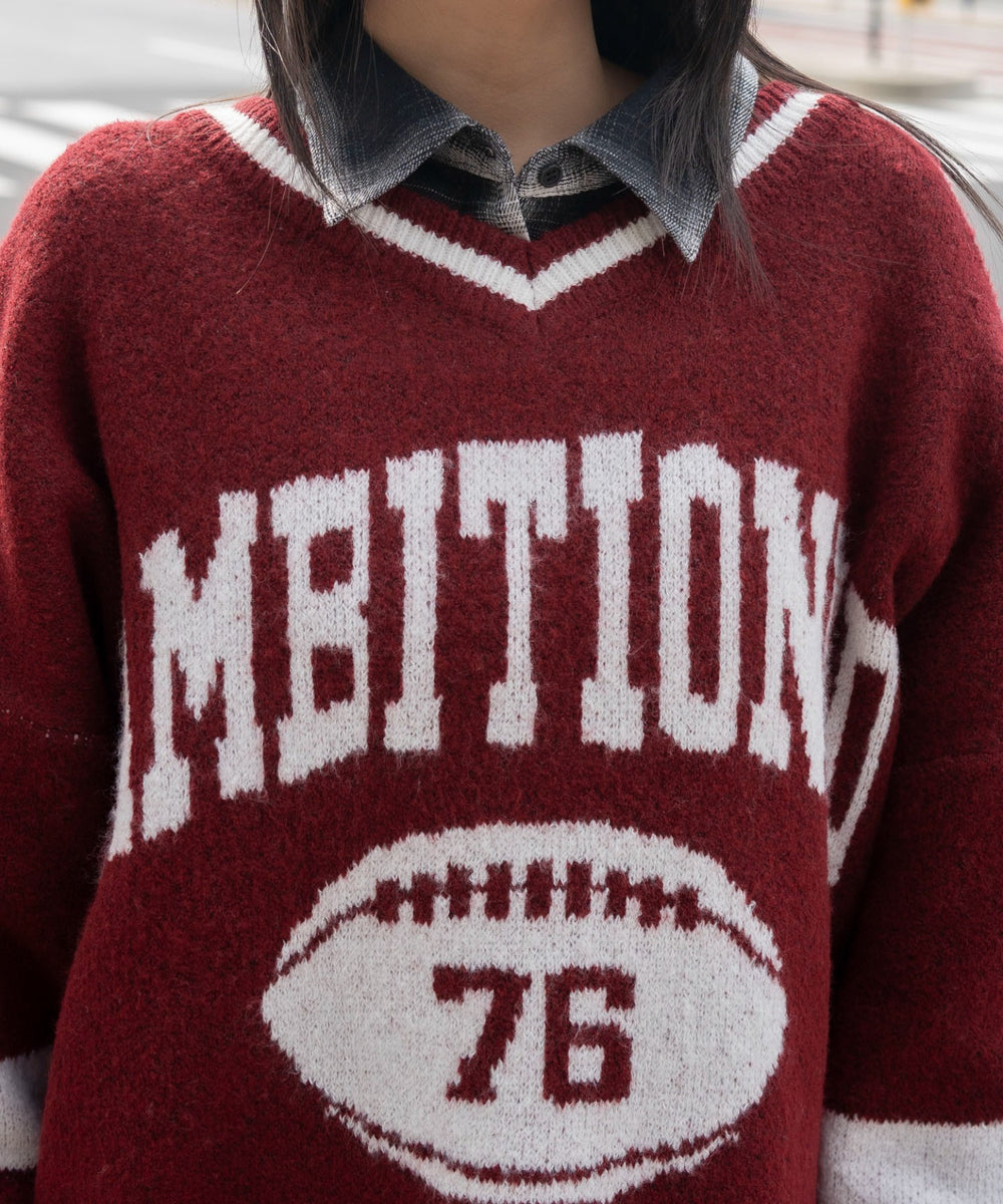 フラッフィーVネックニットBIGプルオーバー