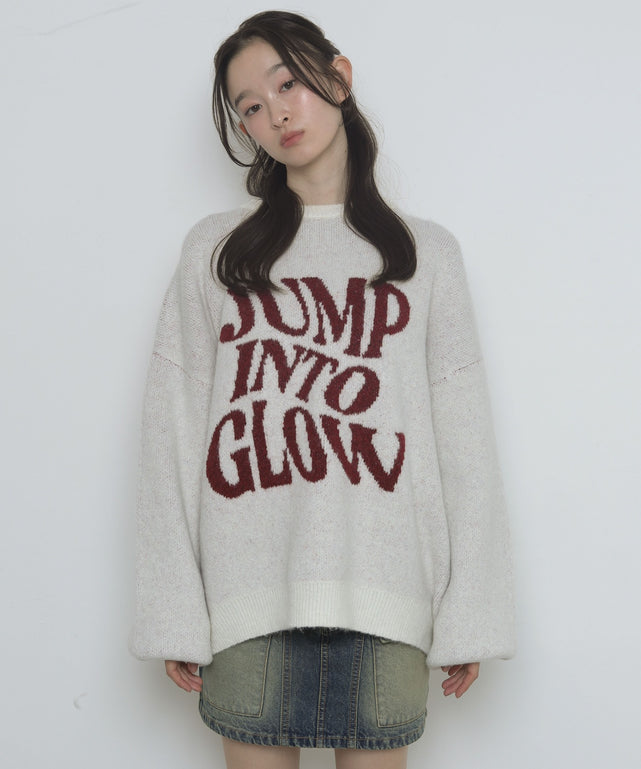 フラッフィーグラフィックニットBIGプルオーバー/柄１　モデル：163cm F着用