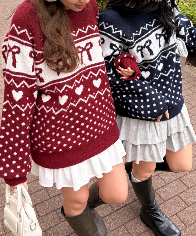 フラッフィーグラフィックニットBIGプルオーバー