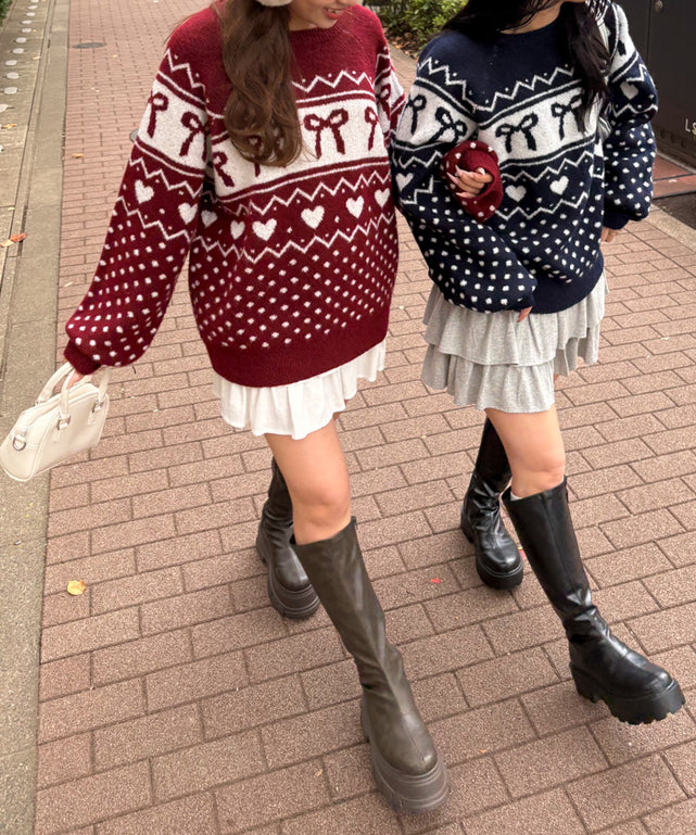 フラッフィーグラフィックニットBIGプルオーバー