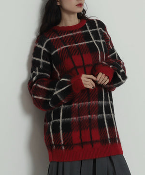 レッドチェック１　モデル：161cm F着用