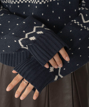 ノルディック柄ハーフジップニット