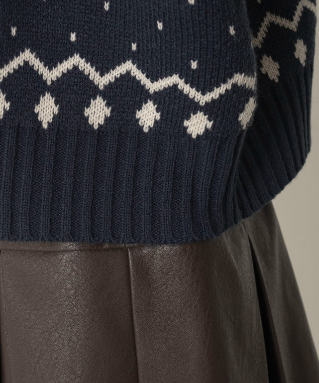 ノルディック柄ハーフジップニット