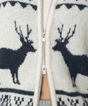 雪柄ダブルジップニット