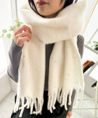 パール付きワイドフリンジストール