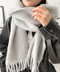 パール付きワイドフリンジストール