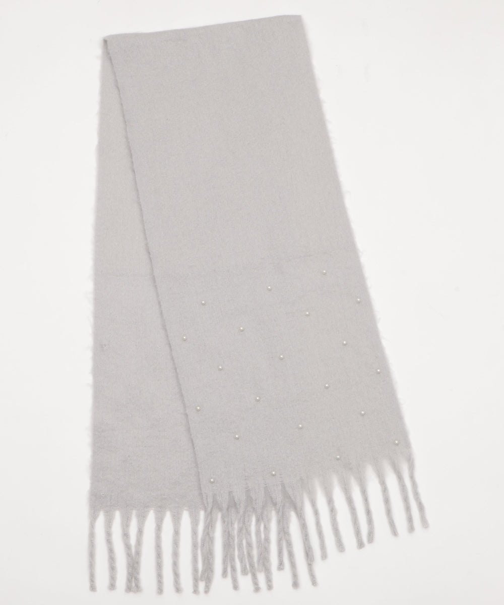 パール付きワイドフリンジストール