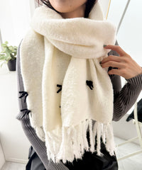 ベロアリボンニットストール