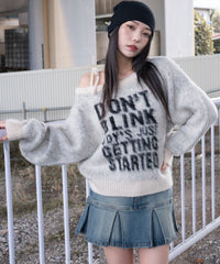 シャギー2WAYグラフィックワンショルニット