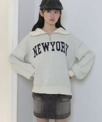 フラッフィーハーフジップニット