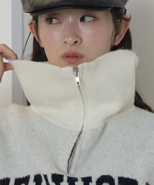 フラッフィーハーフジップニット