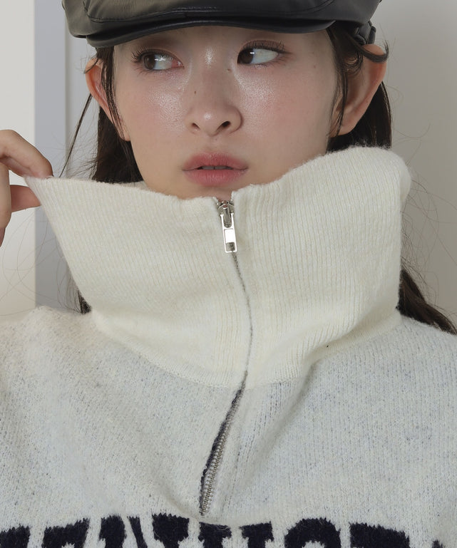 フラッフィーハーフジップニット