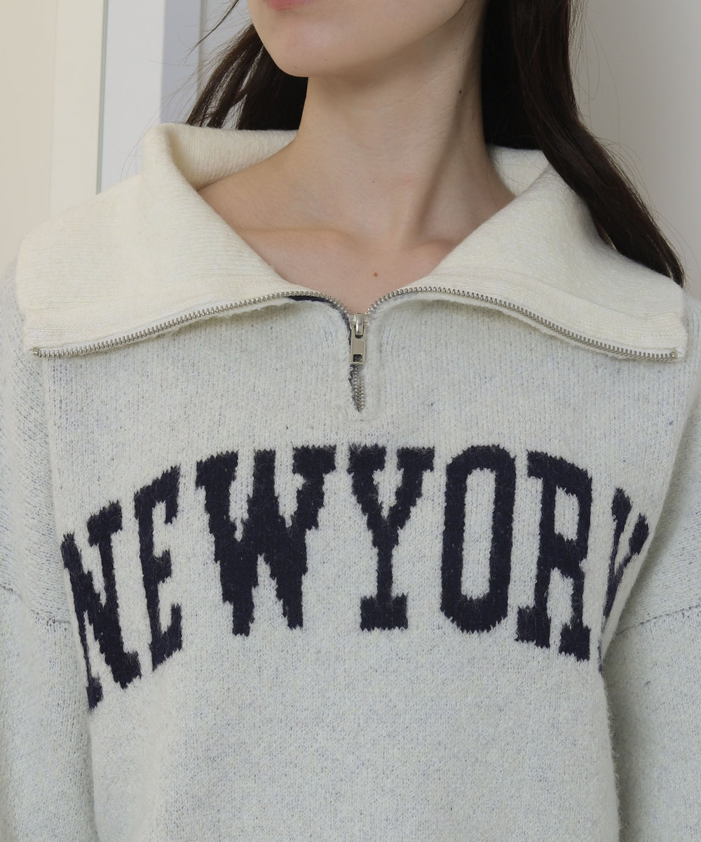 フラッフィーハーフジップニット