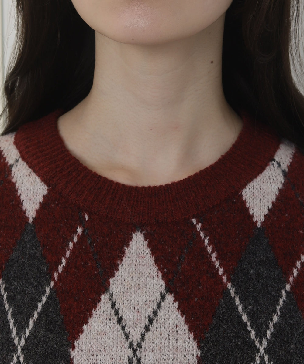 アーガイルニットプルオーバー