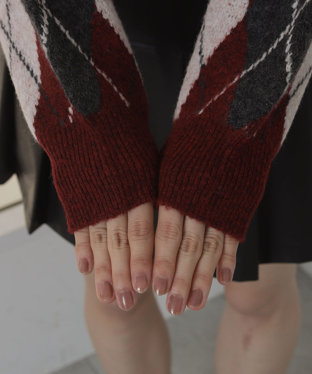 アーガイルニットプルオーバー