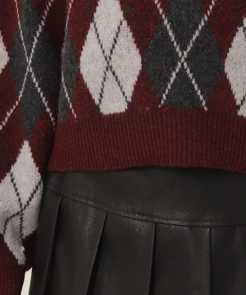 アーガイルニットプルオーバー