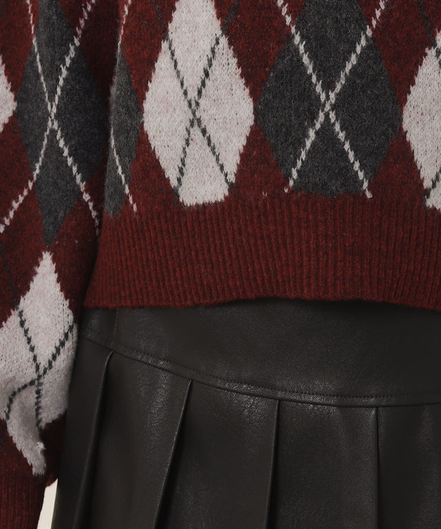 アーガイルニットプルオーバー