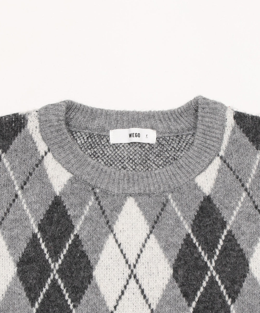 アーガイルニットプルオーバー