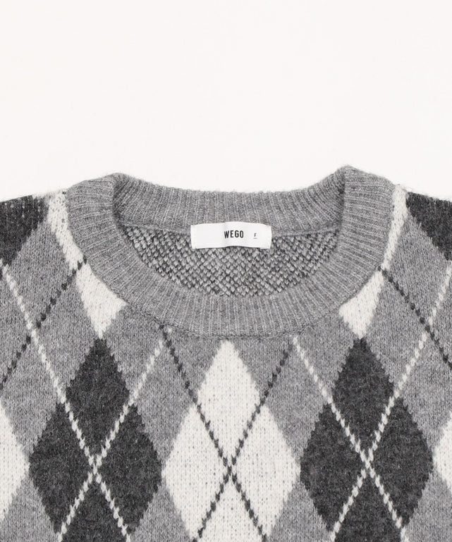 アーガイルニットプルオーバー