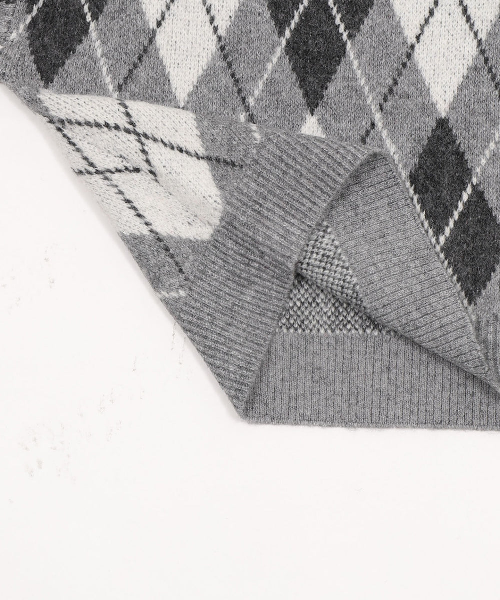 アーガイルニットプルオーバー