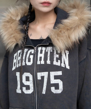 裏起毛ファーフードBIGZIPパーカー