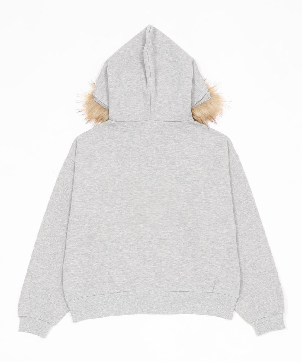 裏起毛ファーフードBIGZIPパーカー