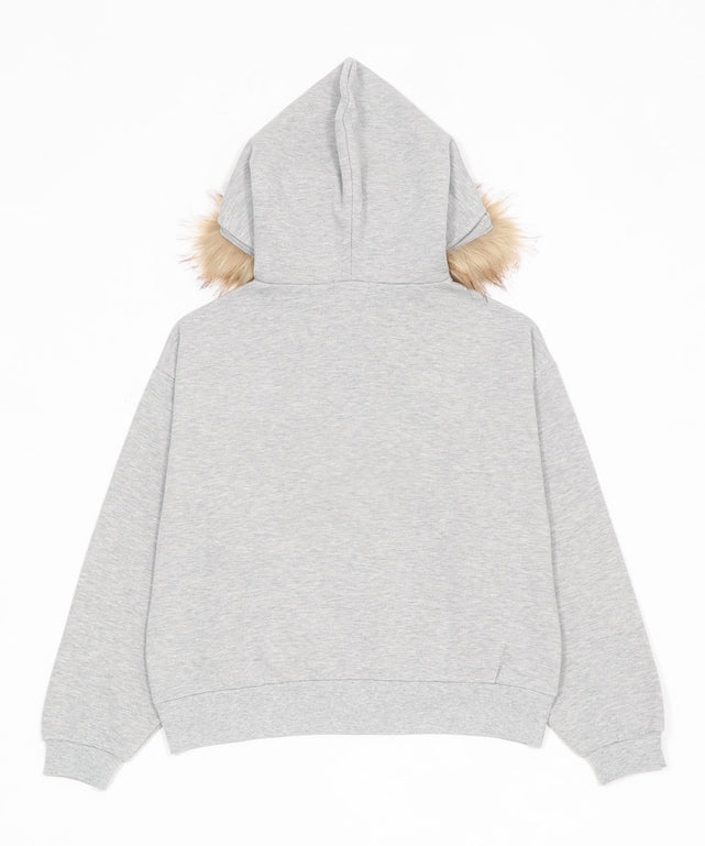 裏起毛ファーフードBIGZIPパーカー