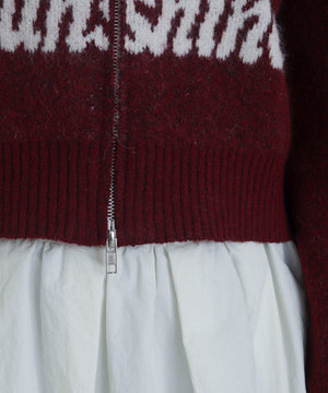 フラッフィーグラフィックジャガードニットZIPパーカー