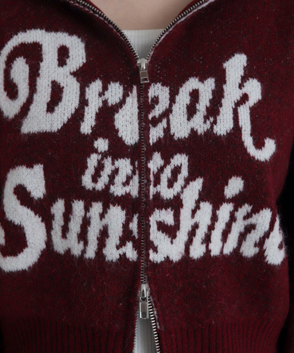 フラッフィーグラフィックジャガードニットZIPパーカー