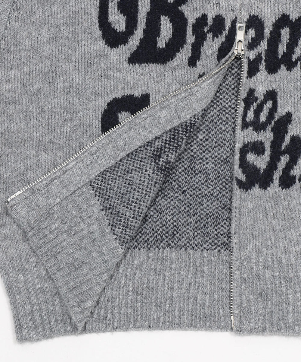 フラッフィーグラフィックジャガードニットZIPパーカー