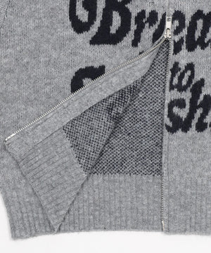 フラッフィーグラフィックジャガードニットZIPパーカー