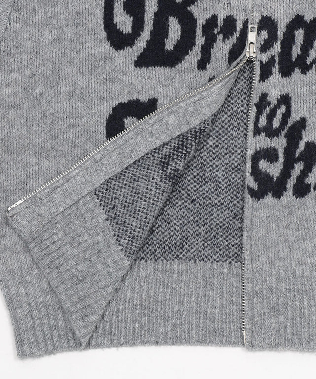 フラッフィーグラフィックジャガードニットZIPパーカー