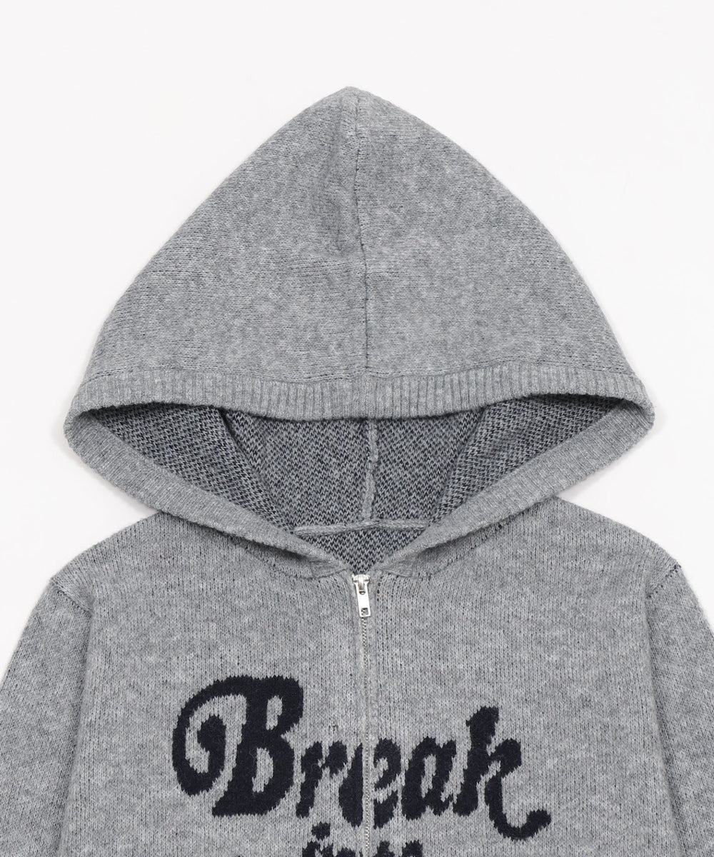 フラッフィーグラフィックジャガードニットZIPパーカー