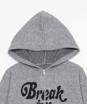 フラッフィーグラフィックジャガードニットZIPパーカー