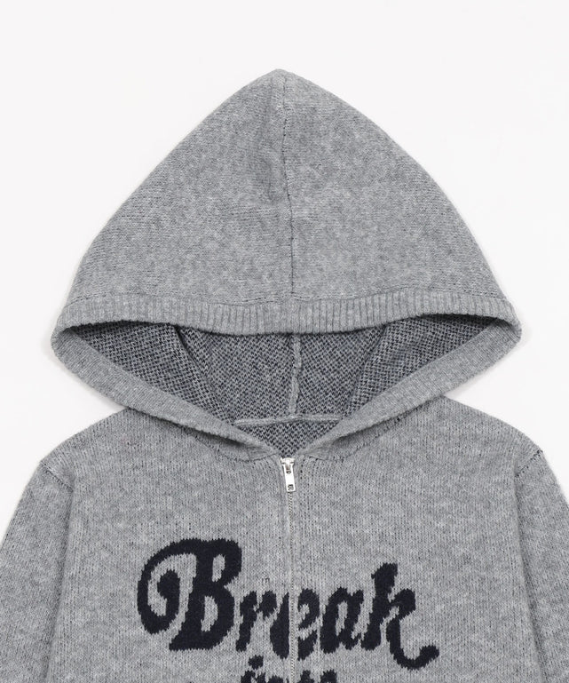 フラッフィーグラフィックジャガードニットZIPパーカー